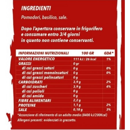 Passata di Pomodoro al Basilico 370 g | Delizie d’Autore